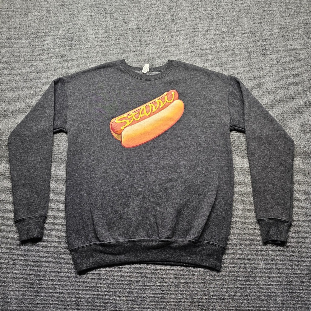 Stassi Hot Dog Graphic Sweatshirt Gray Small Crewneck Pullover Bella Canvas